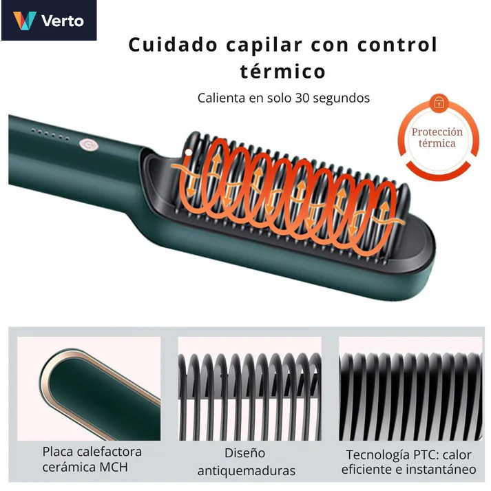 Plancha Cepillo Alisador Pelo Eléctrico. Cabello liso en minutos
