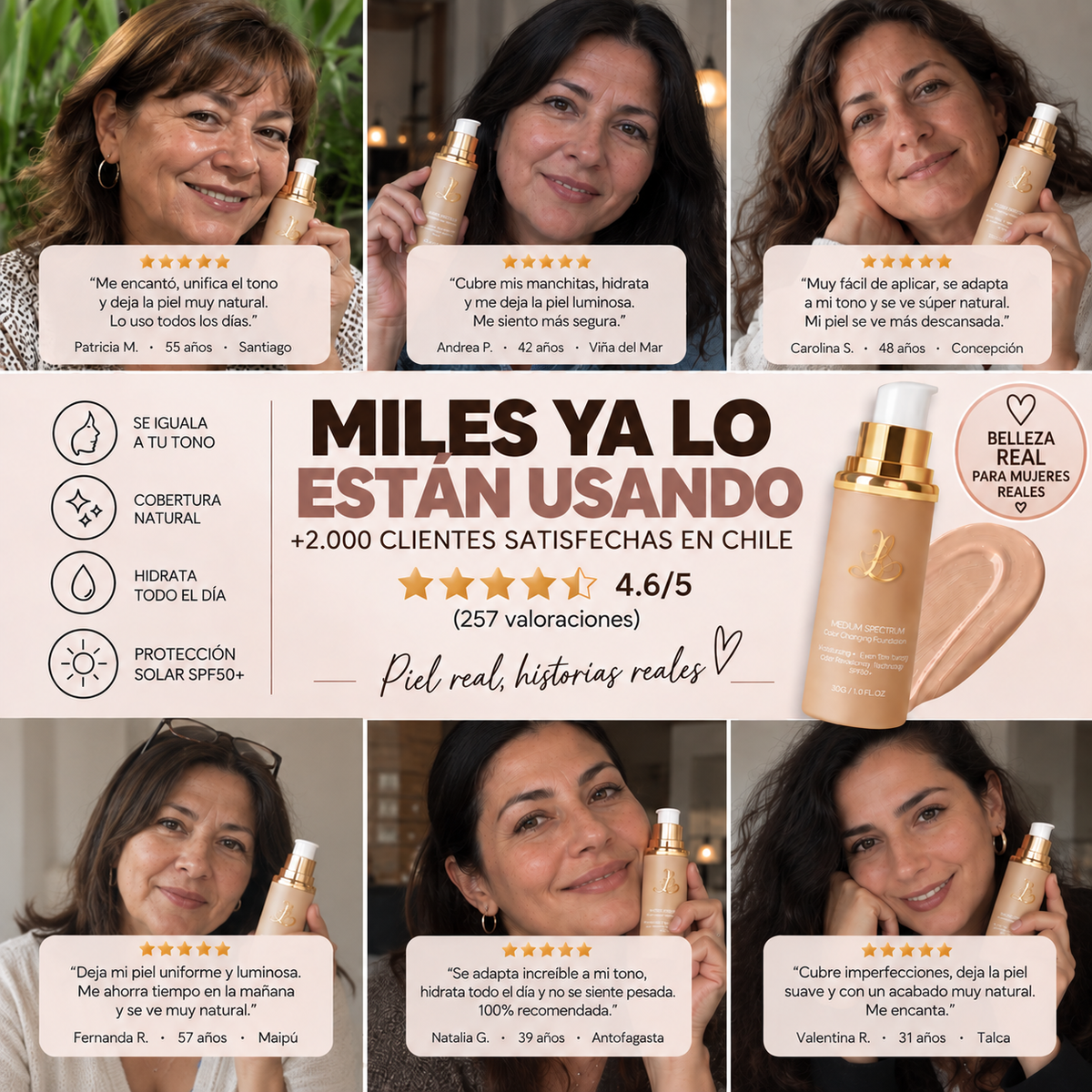 Base Inteligente 4en1 - Iguala tu tono, cubre e hidrata tu piel