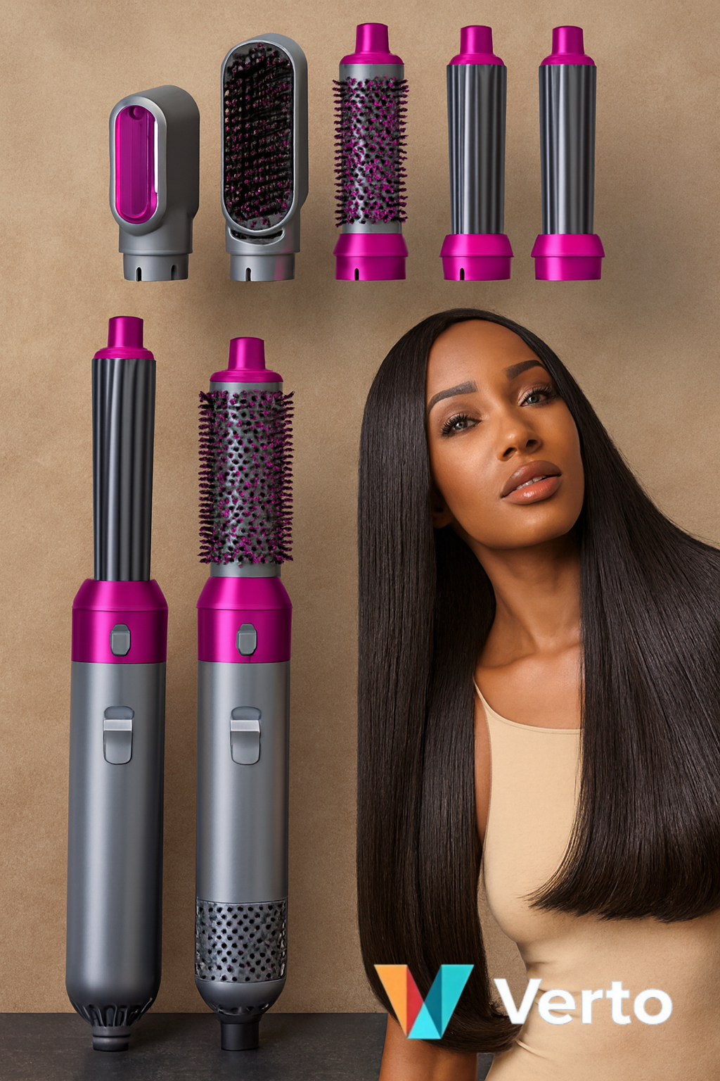 CEPILLO SECADOR PARA CABELLO 5 EN 1;  ALISA, MODELA, DA VOLUMEN Y SECA EN MINUTOS